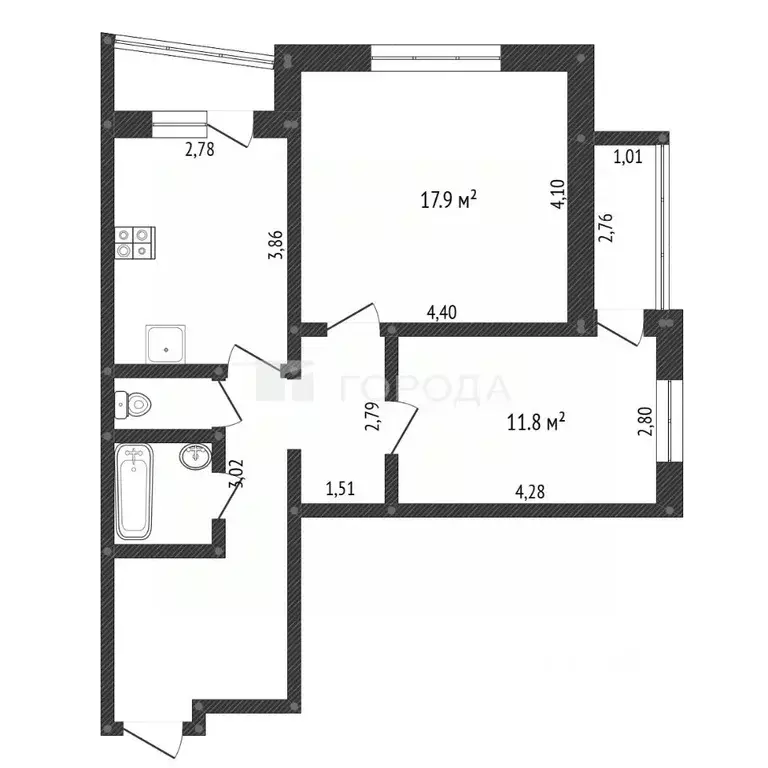 2-к кв. Кемеровская область, Новокузнецк ул. Павловского, 23 (58.1 м) - Фото 1