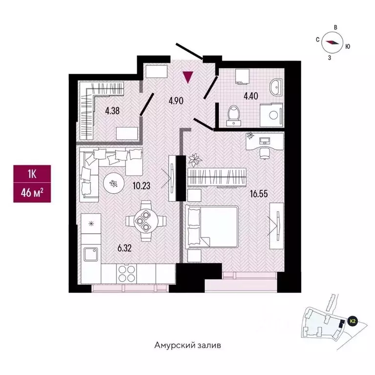 1-к кв. Приморский край, Владивосток просп. 100-летия Владивостока, ... - Фото 2