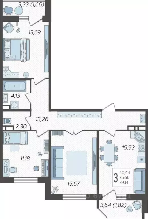 3-к кв. Краснодарский край, Краснодар Уральская ул., 87/7 (80.95 м) - Фото 1
