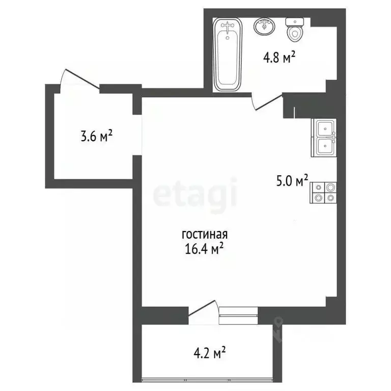 Студия Севастополь ул. Токарева, 18В (30.1 м) - Фото 0