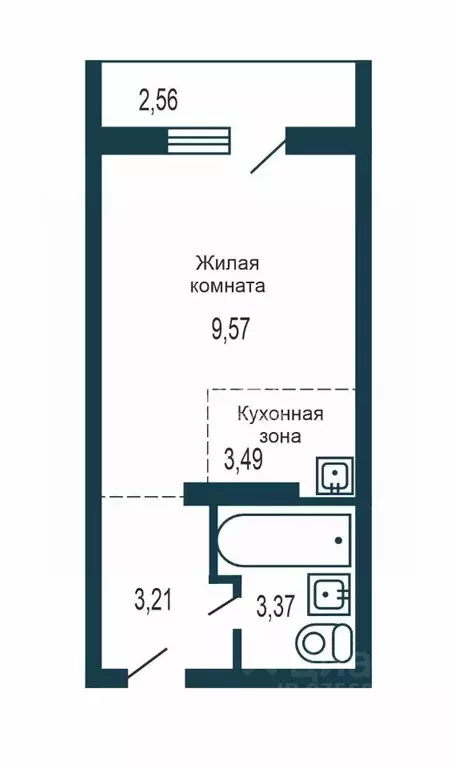 Студия Новосибирская область, Новосибирск ул. Твардовского, 22/3 (19.8 ... - Фото 2
