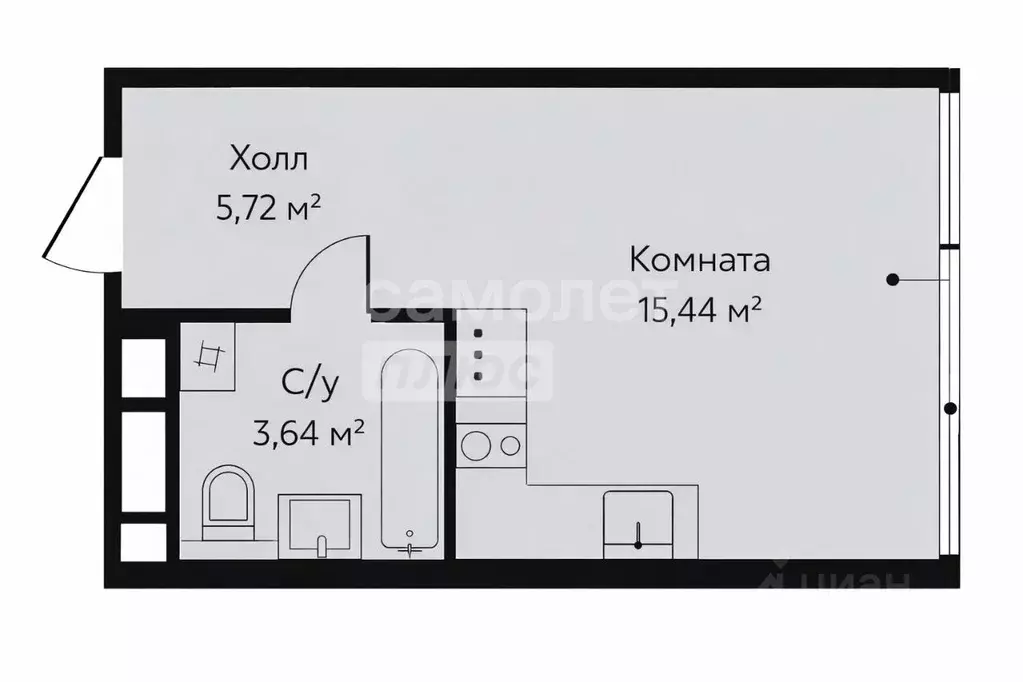 Студия Москва Шереметьевская ул., 21 (24.8 м) - Фото 2