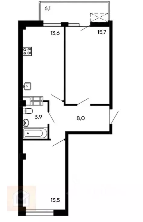 2-к кв. Севастополь ул. Токарева, 18 (60.8 м) - Фото 0