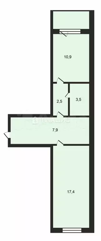 1-к. квартира, 42,2 м, 3/6 эт. - Фото 0
