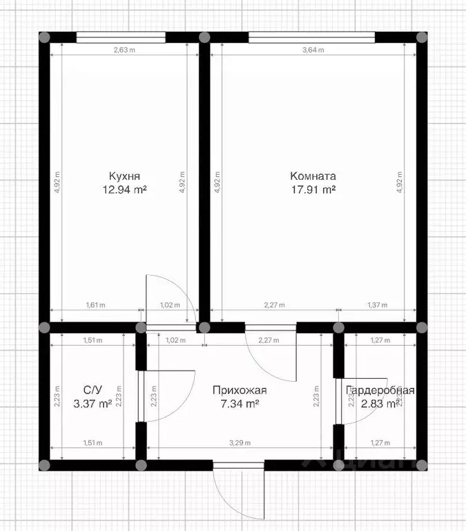 1-к кв. Кабардино-Балкария, Нальчик Кабардинская ул., 200 (44.0 м) - Фото 2