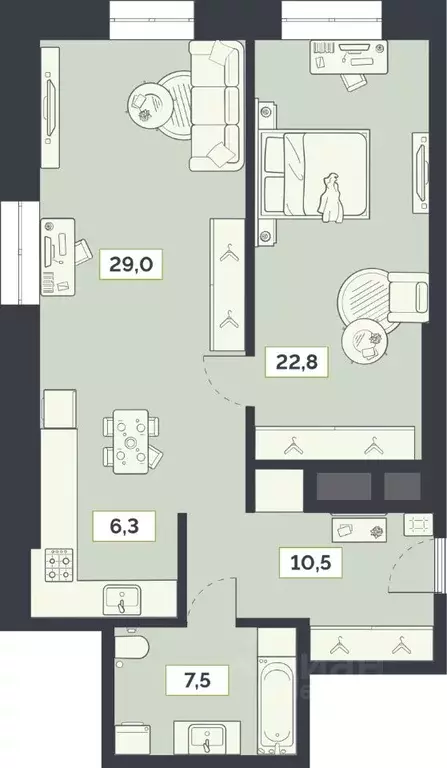 2-к кв. Москва Староалексеевская ул., 5А (76.1 м) - Фото 1