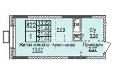 Студия Московская область, Красногорск ул. Александровская, 3 (21.44 ... - Фото 2