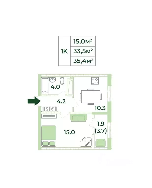 1-к кв. Крым, Симферопольский район, с. Мирное, Жигулина Роща мкр  ... - Фото 1