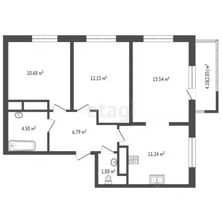 3-к кв. Тюменская область, Тюмень ул. Фармана Салманова, 21 (64.9 м) - Фото 1