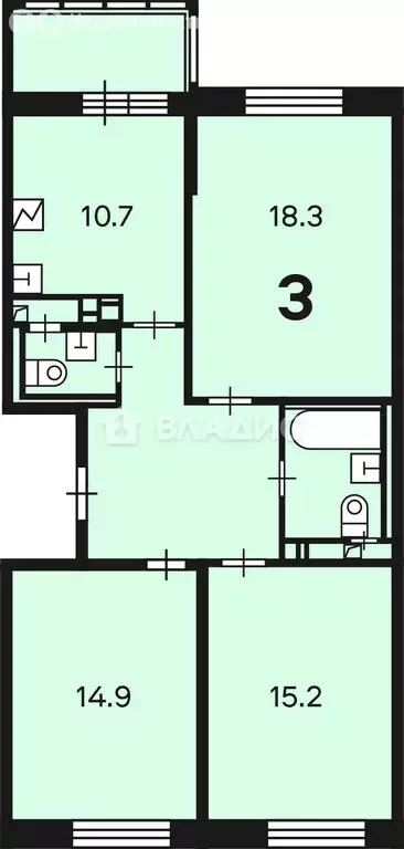 3-комнатная квартира: Москва, Гостиничный проезд, 10 (76.6 м) - Фото 0
