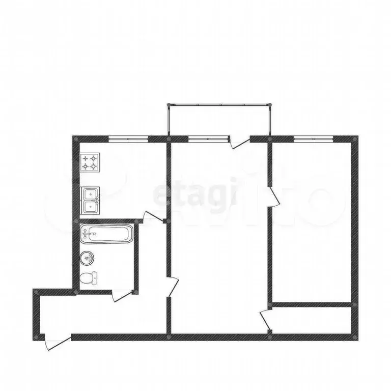 2-к. квартира, 42 м, 2/5 эт. - Фото 0
