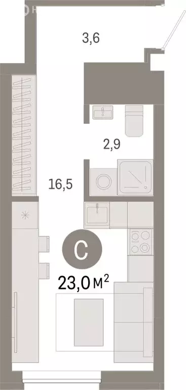 Квартира-студия: Екатеринбург, переулок Ритслянда, 15 (23 м) - Фото 0