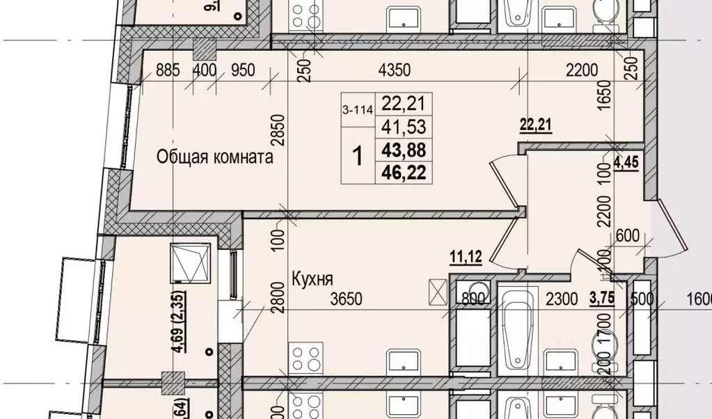 1-к кв. Саха (Якутия), Якутск ул. Чкалова (43.88 м) - Фото 0