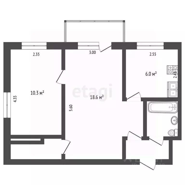 2-к кв. Владимирская область, Меленки ул. Дзержинского, 44 (40.9 м) - Фото 1