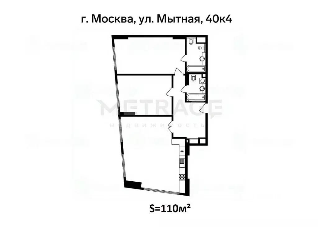 3-к кв. Москва Мытная ул., 40к4 (110.0 м) - Фото 1