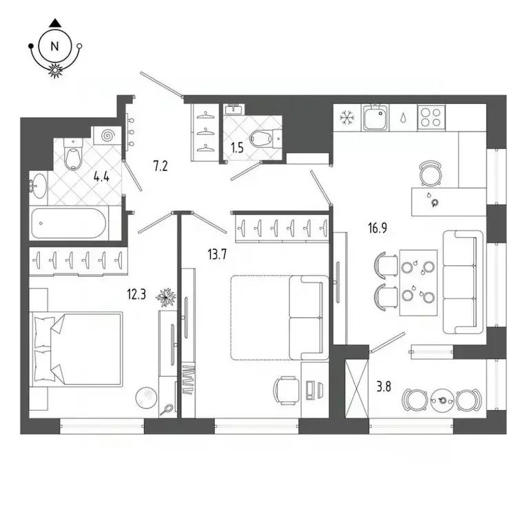 2-к кв. Санкт-Петербург бул. Измайловский, 9 (58.0 м) - Фото 0