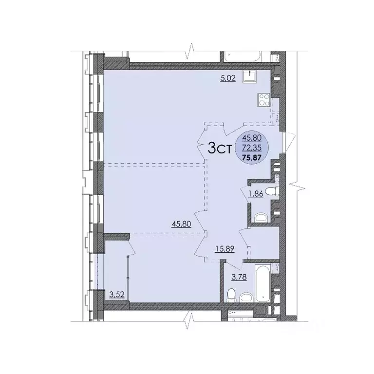 1-к кв. Новосибирская область, Новосибирск ул. Кирова, 50 (75.87 м) - Фото 0