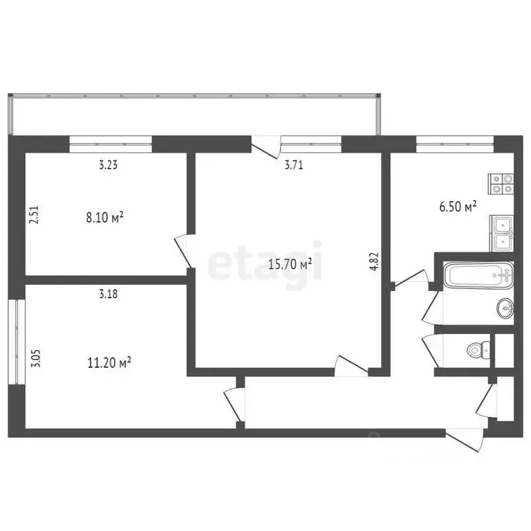 3-к кв. Москва Чертановская ул., 53К2 (53.0 м) - Фото 1