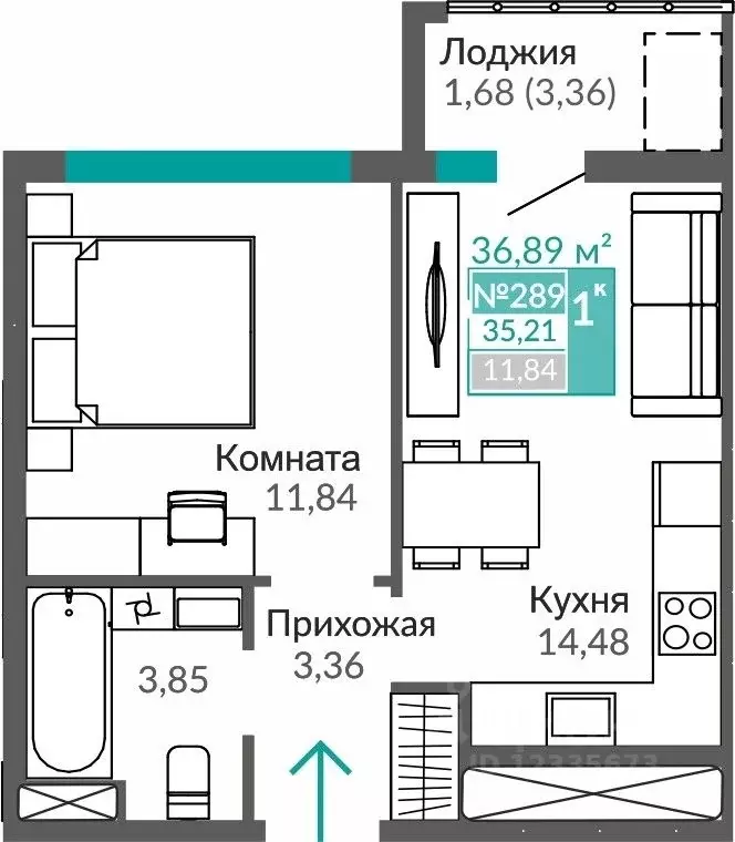 1-к кв. Крым, Симферополь Крымская роза мкр,  (35.21 м) - Фото 0