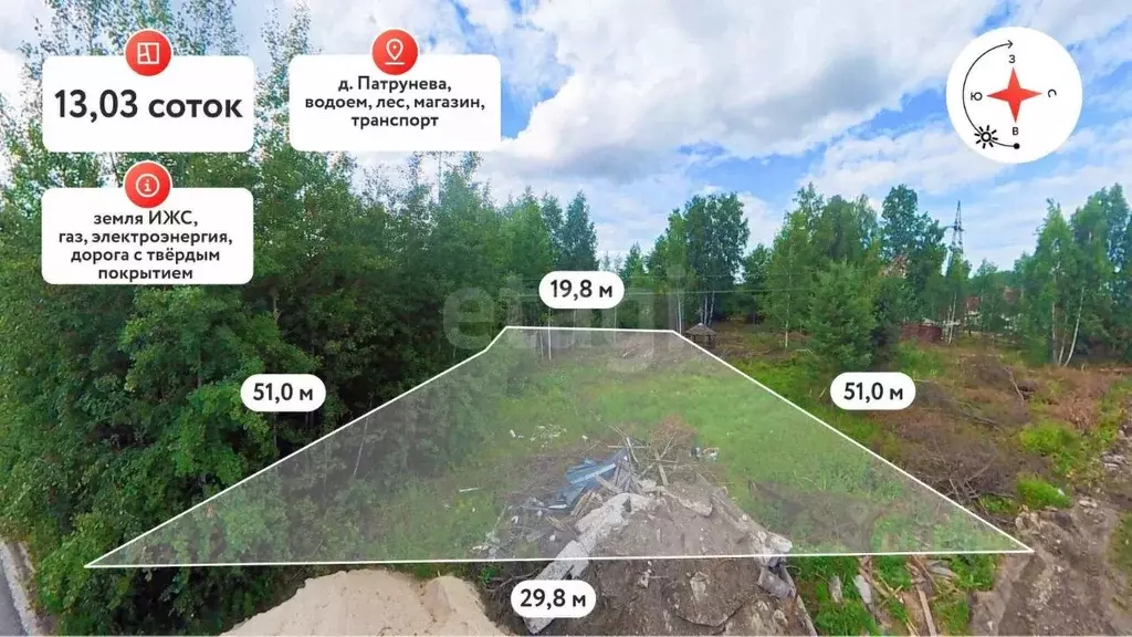 Участок в Тюменская область, Тюменский муниципальный округ, д. ... - Фото 1