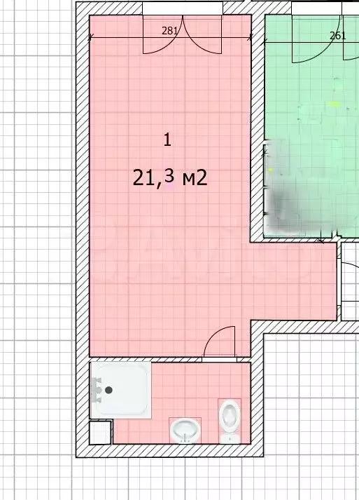 Квартира-студия, 21,5 м, 1/4 эт. - Фото 0