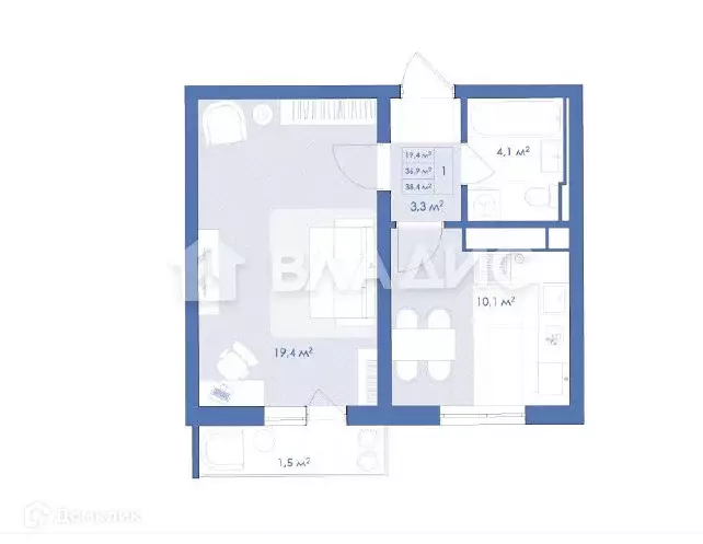 Продаётся 1-к квартира, 37 м - Фото 1