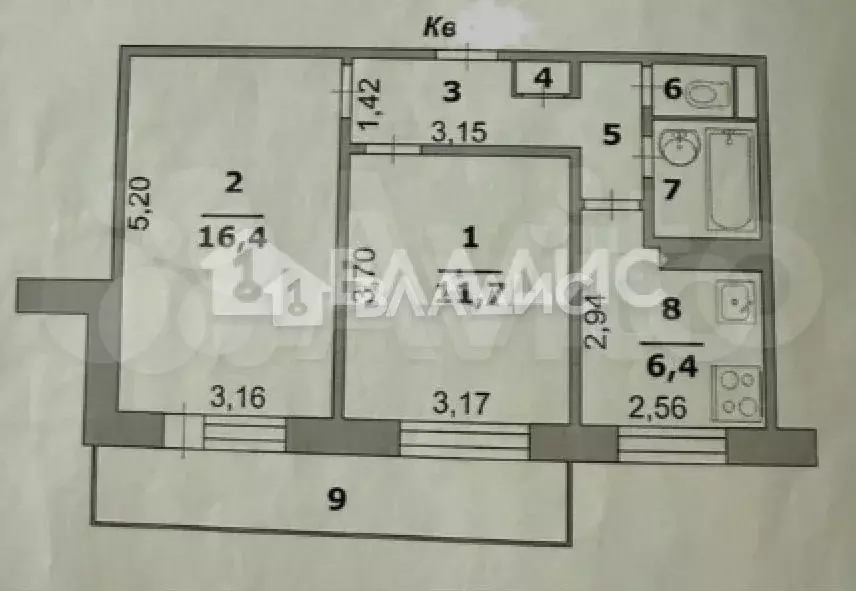 2-к. квартира, 44 м, 7/9 эт. - Фото 0