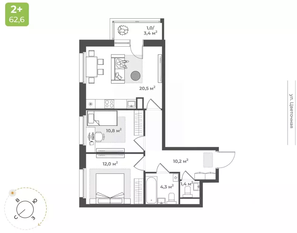 2-к кв. Тверская область, Тверь Соминка мкр,  (60.2 м) - Фото 0