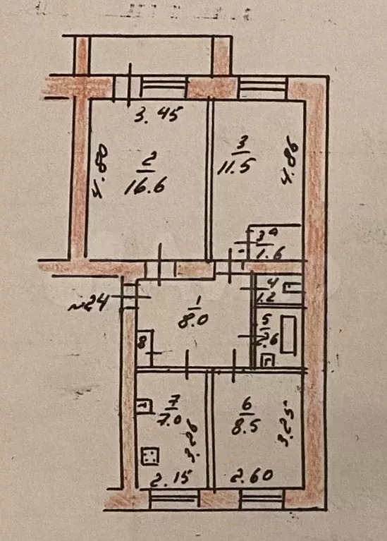 3-к. квартира, 57,6 м, 2/5 эт. - Фото 0