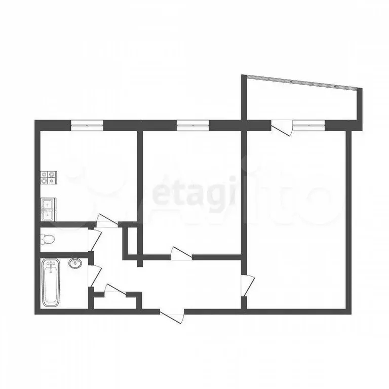 2-к. квартира, 50,1 м, 9/9 эт. - Фото 0
