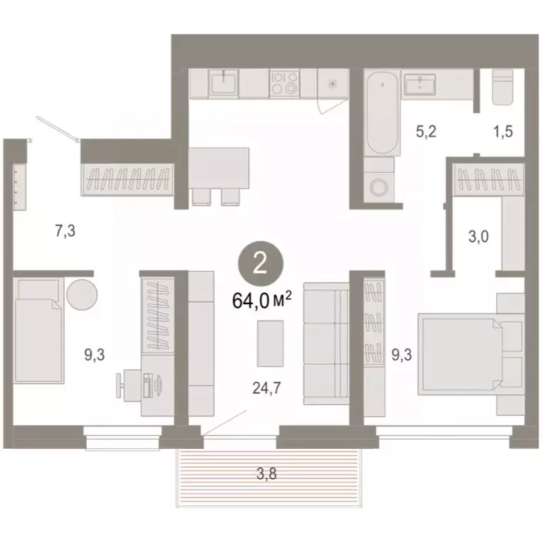 2-к кв. Ханты-Мансийский АО, Сургут 1-й мкр, Нефть жилой комплекс ... - Фото 0