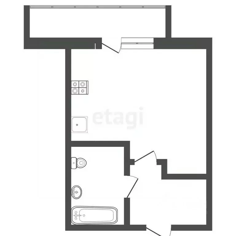 Студия Тюменская область, Тюмень ДОК мкр, ул. Ботаническая, 1 (27.3 м) - Фото 2