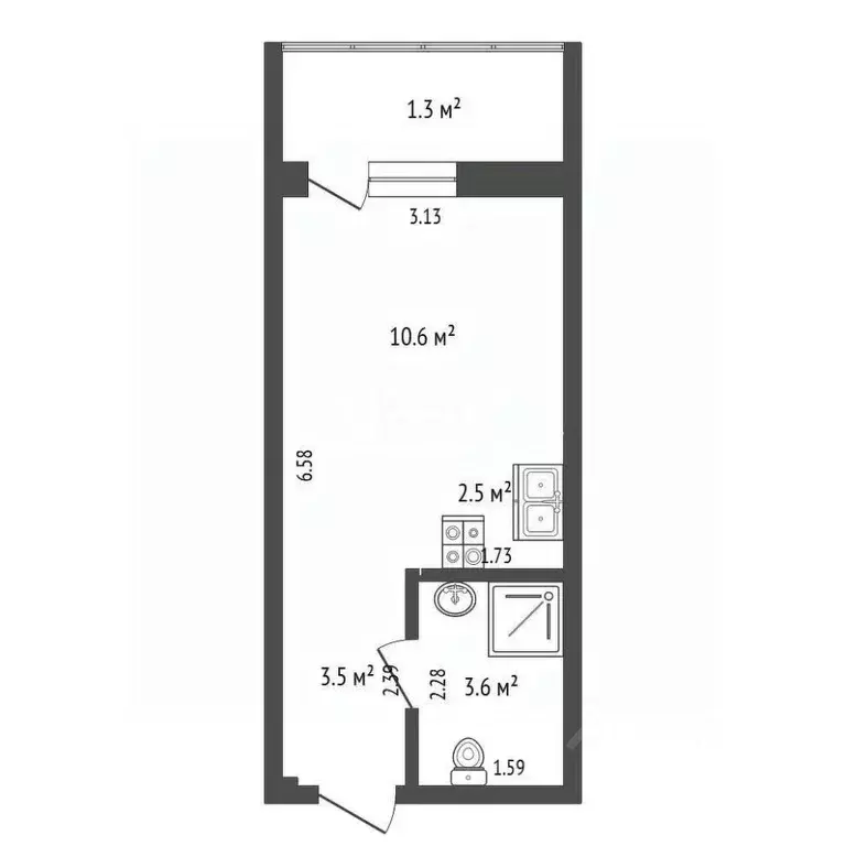 Студия Ямало-Ненецкий АО, Новый Уренгой Дружба мкр, 4/3 (20.2 м) - Фото 2