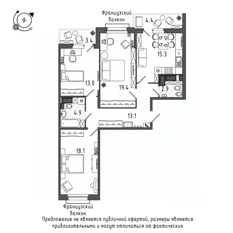 3-к кв. Санкт-Петербург Черниговская ул., 17 (92.8 м) - Фото 0