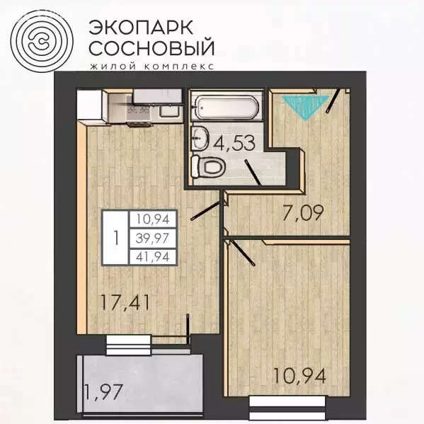 1-комнатная квартира: Пермь, улица Борцов Революции, 1Ак4 (39.8 м) - Фото 1
