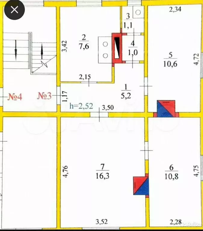 3-к. квартира, 55 м, 2/2 эт. - Фото 0