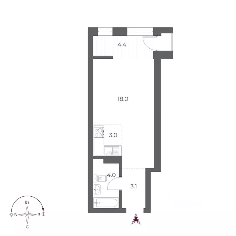 Студия Новосибирская область, Новосибирск Оскар жилой комплекс (32.5 ... - Фото 1