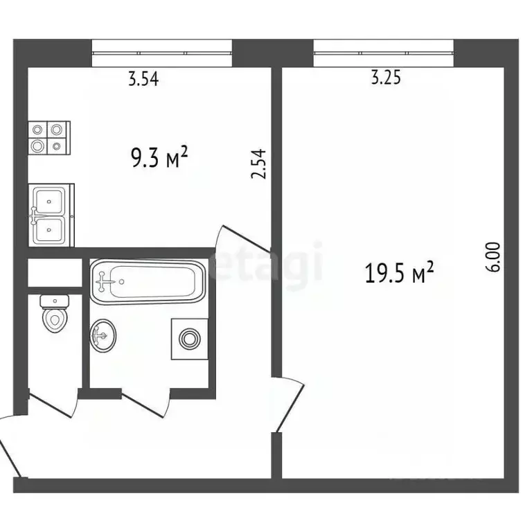1-к кв. Ханты-Мансийский АО, Лянтор Сургутский район, 4-й мкр, 1 (43.0 ... - Фото 1