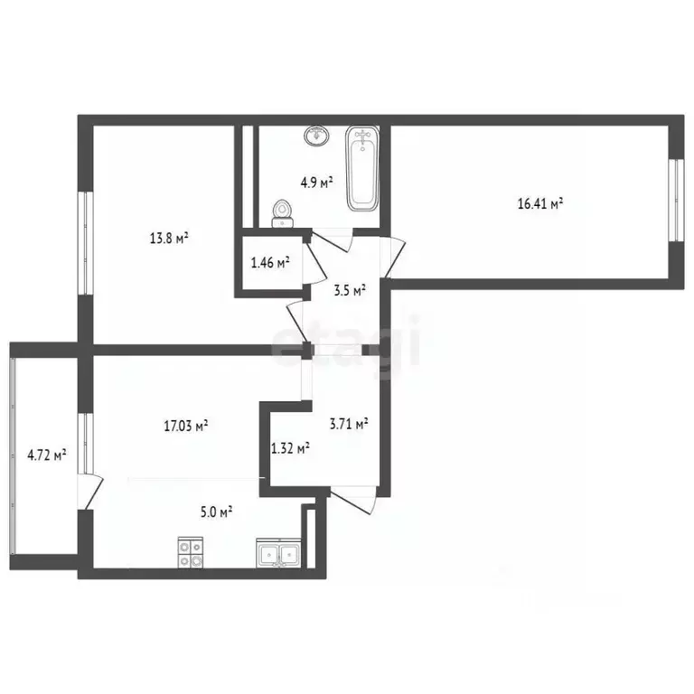3-к кв. Челябинская область, Миасс просп. Макеева, 84 (62.2 м) - Фото 2