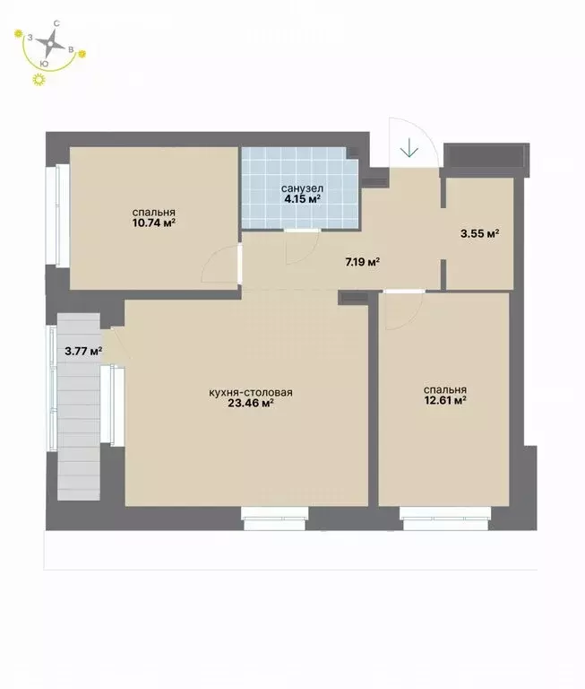 2-комнатная квартира: Екатеринбург, Студенческая улица, 16 (65.47 м) - Фото 1