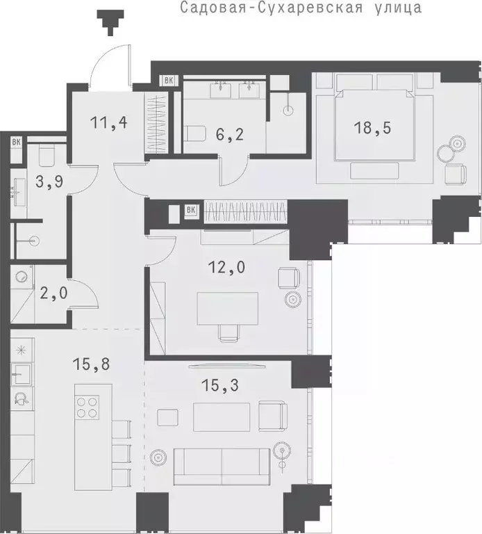 1-к кв. Москва Садовая-Сухаревская ул., 14 (85.04 м) - Фото 0