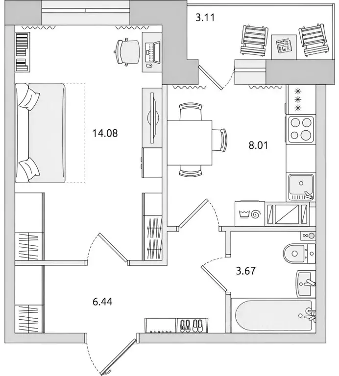 1-к кв. Санкт-Петербург Пулковское ш., 42к6 (35.0 м) - Фото 2