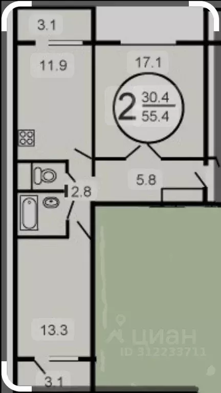 2-к кв. Москва ул. Судакова, 25К3 (55.0 м) - Фото 0