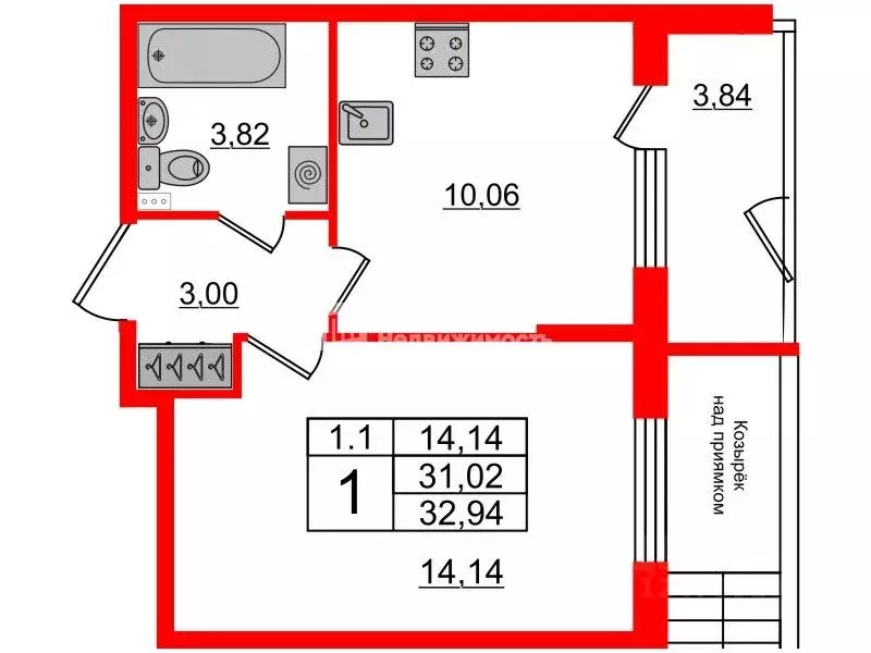 1-к кв. Санкт-Петербург Пулковское ш., 95к3 (31.02 м) - Фото 1