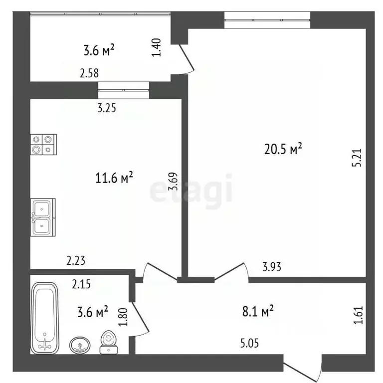 1-к кв. Самарская область, Самара пос. Мехзавод, 1-й кв-л, 31 (44.1 м) - Фото 2