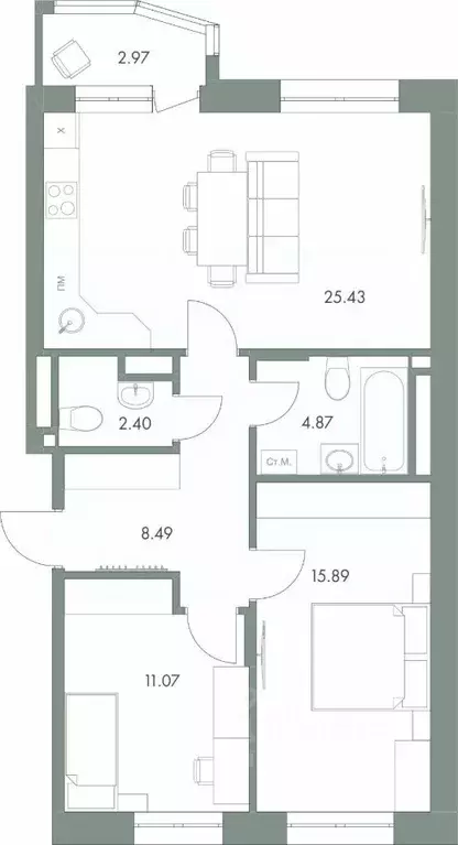 2-к кв. Ханты-Мансийский АО, Ханты-Мансийск ул. Доронина, 7 (71.12 м) - Фото 0