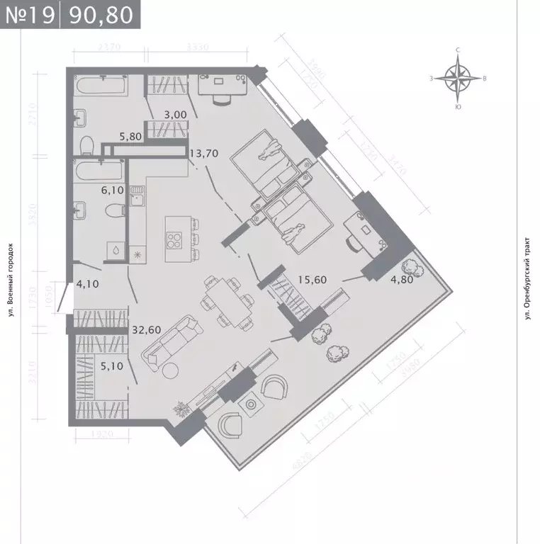 2-к кв. Татарстан, Казань ул. Шишкина (90.8 м) - Фото 1