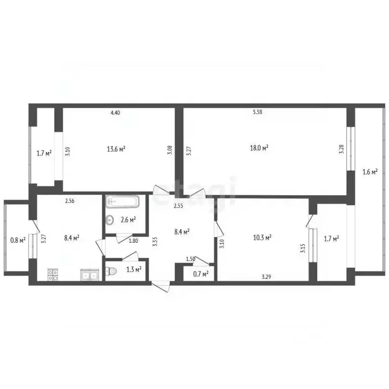 3-к кв. Крым, Феодосия ул. Одесская, 2 (69.1 м) - Фото 2