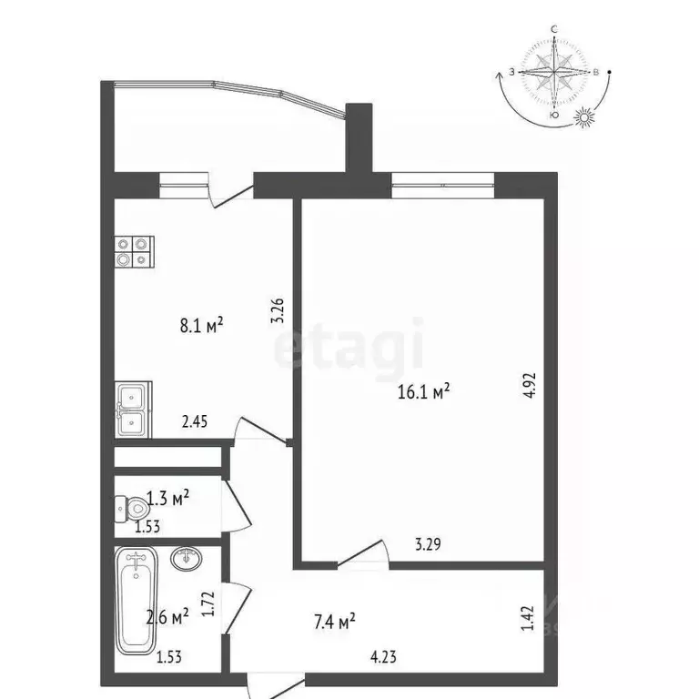 1-к кв. Тюменская область, Тюмень Антипино мкр, ул. Беловежская, 19 ... - Фото 0
