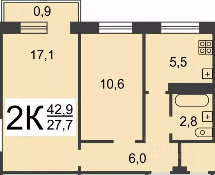 2-к кв. Нижегородская область, Нижний Новгород ул. Глеба Успенского, ... - Фото 2